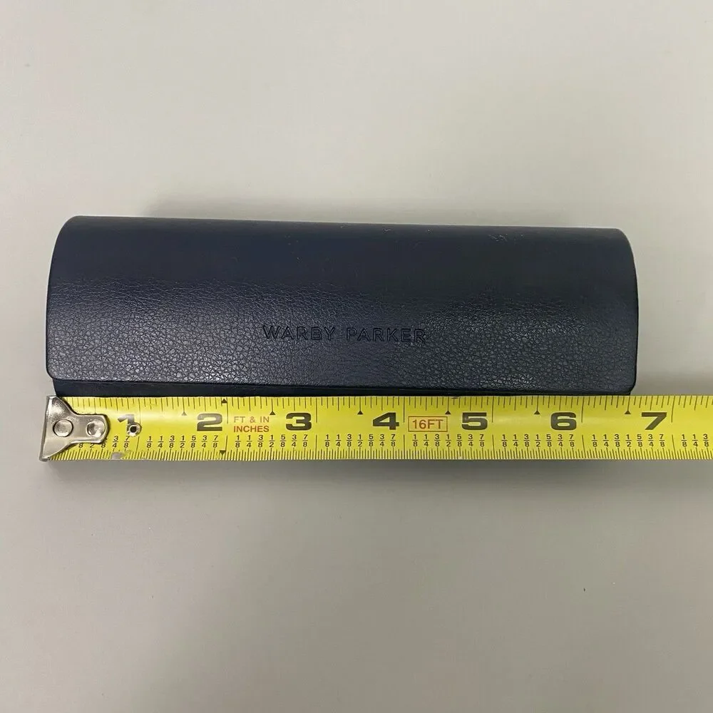 Lot 2 Warby Parker Eyeglass Glasses Hard Cases Navy Blue w/ Cleaning Cloths